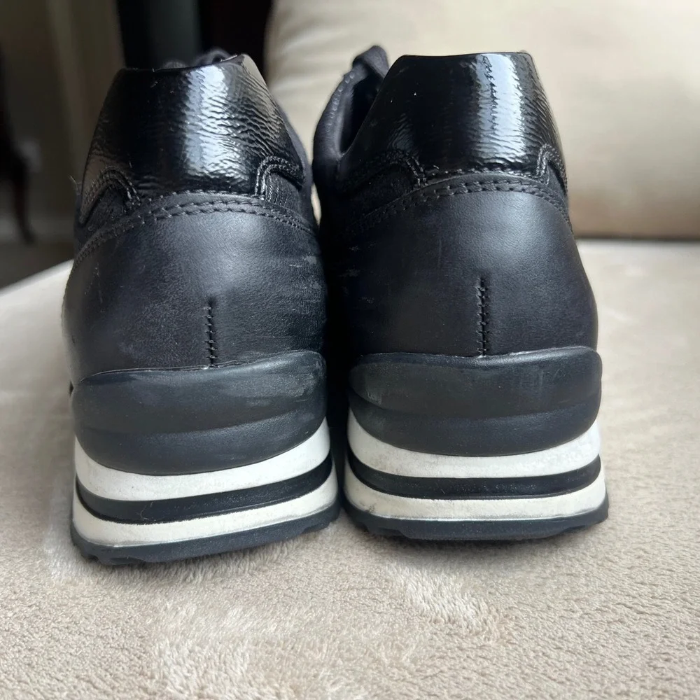 Gabor Comfort OptiFit Women 6.5 H US 9 Black‎ Leather Fashion Sneakers Side Zip